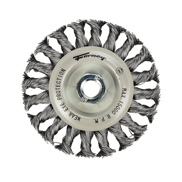 Forney Command PRO Wire Wheel, Knotted, 4-1/2 in x .020 in x 5/8 in-11 72812 - main